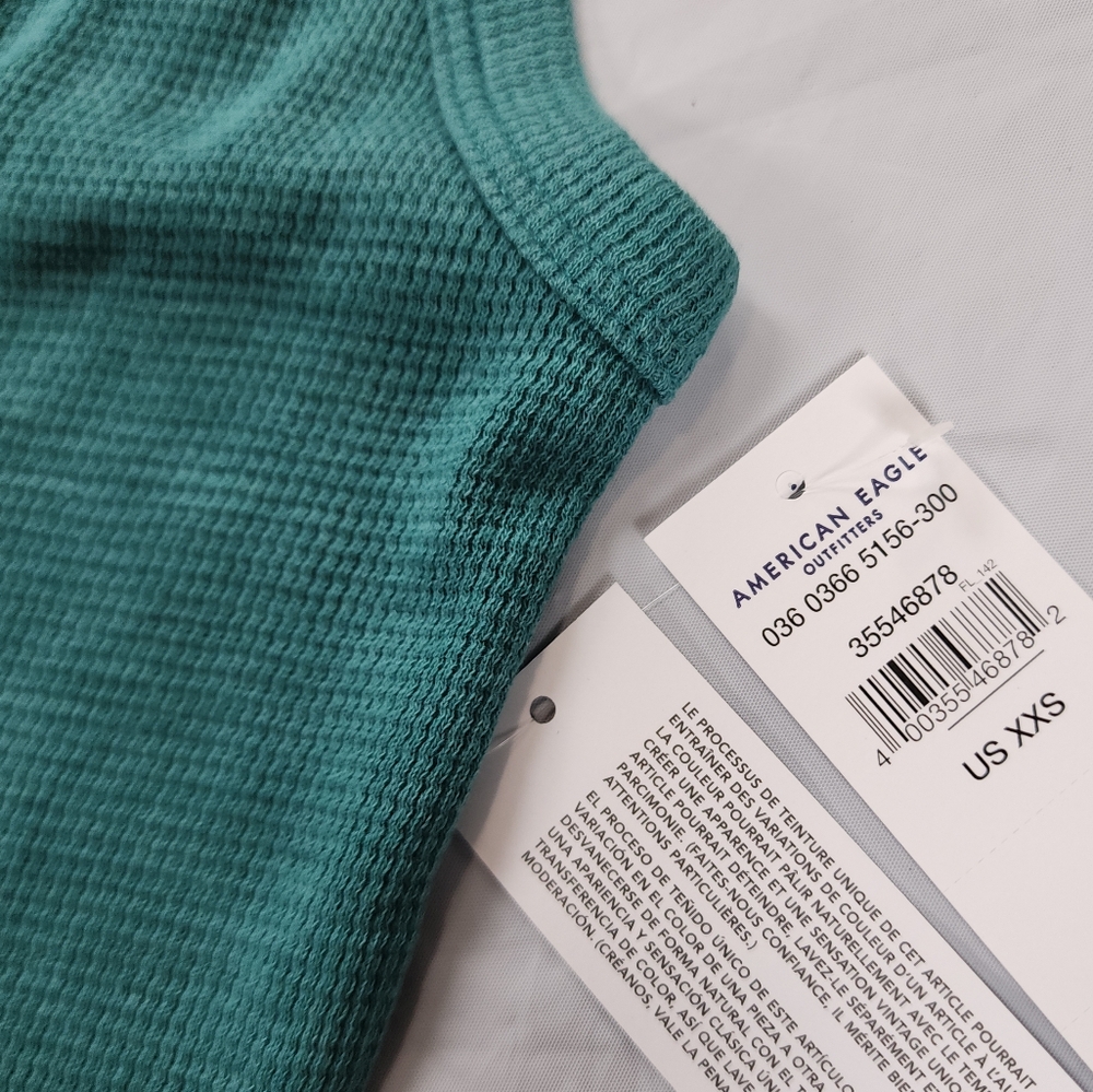 American Eagle Outfitters Textured Knit Cami Tank Teal Green Size XXS - Picture 8 of 9